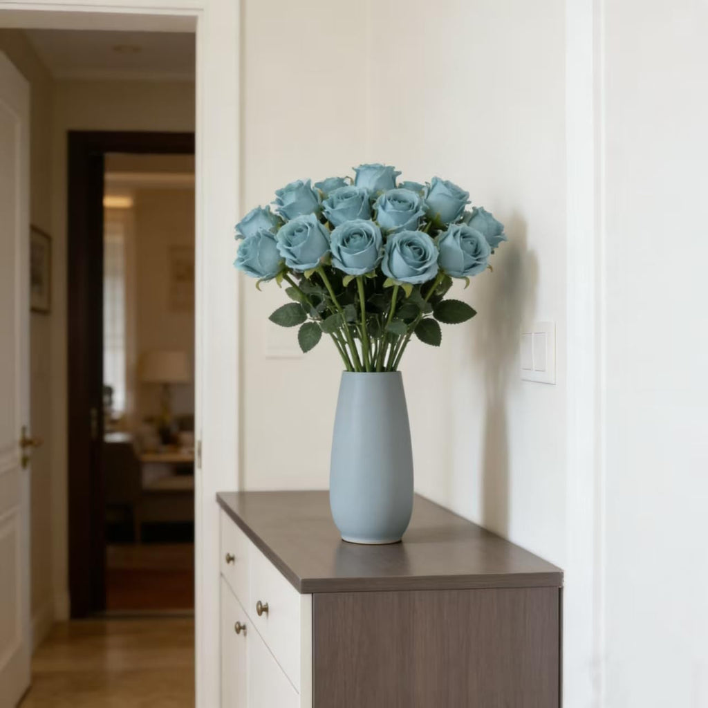 16 Realistic Artificial Roses (Rose-Flower-Blue)