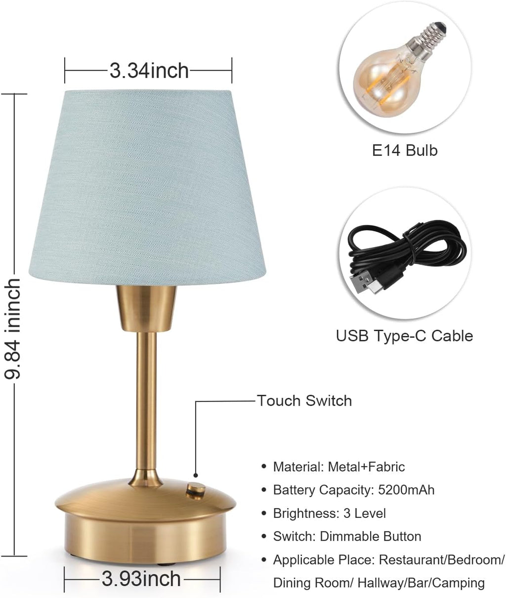 UMEXUS 9.8'' Small Cordless Table Lamp, 5200mAh Battery Operated Touch Lamp
