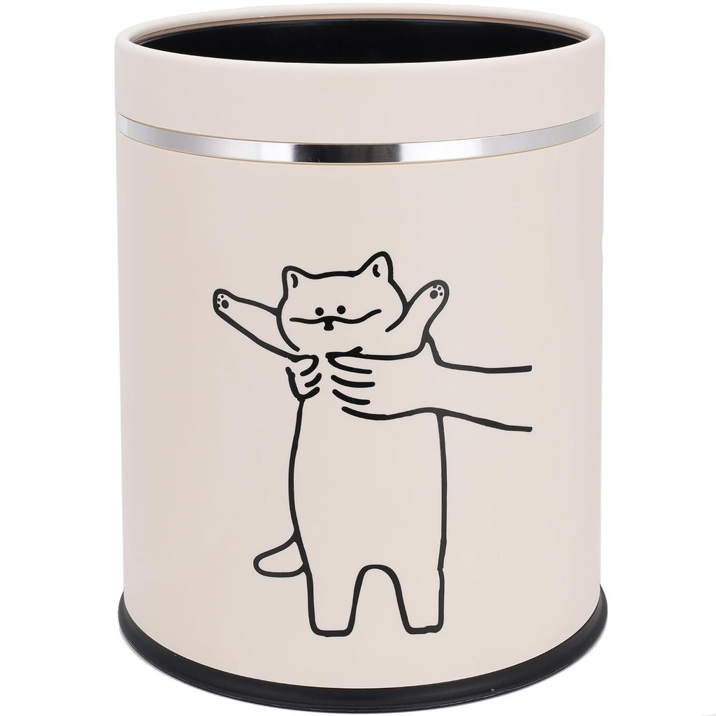 Juju Cat Trash Can - Cat Decor Garbage Can - Small Waste Basket for Bedroom - Garbage Bin Trashcan - Wastebasket Dustbin Trash Cans - 3.3 Gallon / 12.5 Liter (Hey)