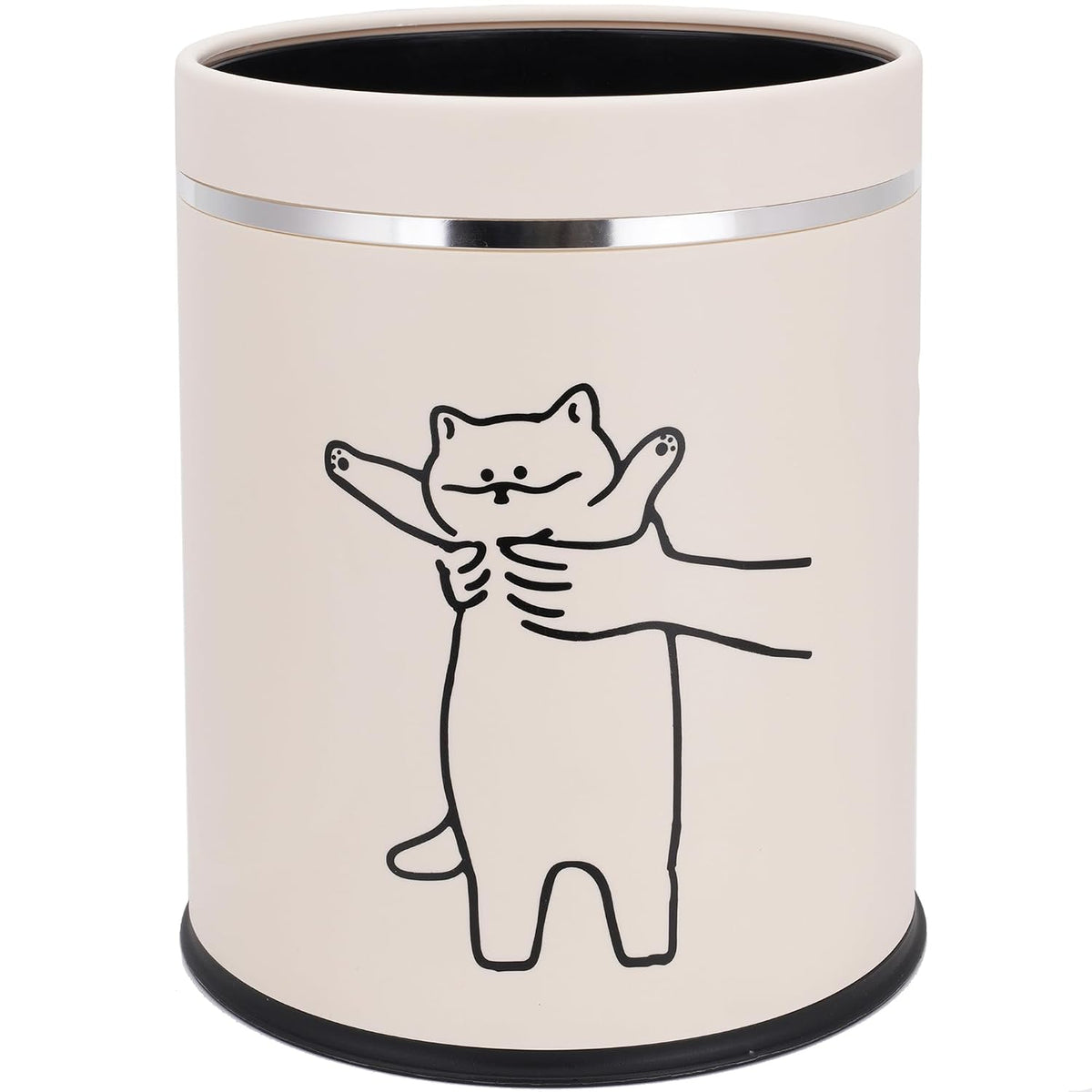 Juju Cat Trash Can - Cat Decor Garbage Can - Small Waste Basket for Bedroom - Garbage Bin Trashcan - Wastebasket Dustbin Trash Cans - 3.3 Gallon / 12.5 Liter (Hey)