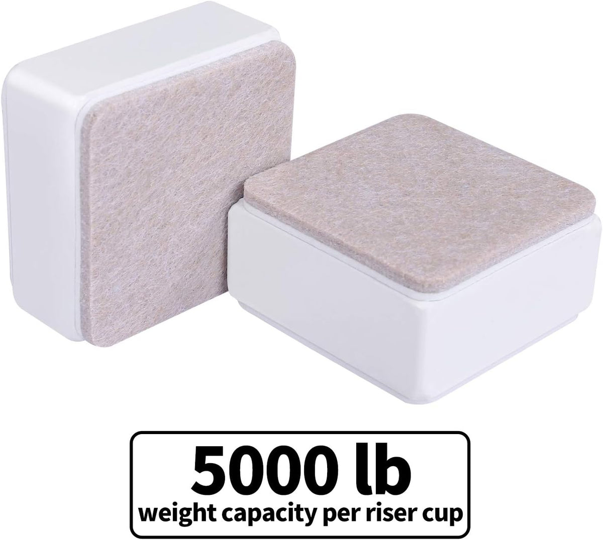 Ezprotekt 1.2 Inch Bed and Furniture Risers, Heavy Duty Square Sofa Tables Couch Chair Risers, Width 2.4"-Adds 1.2" Height, Supports 20,000 lbs, Protect Carpet & Floors from Scratches (4 Pack, White)