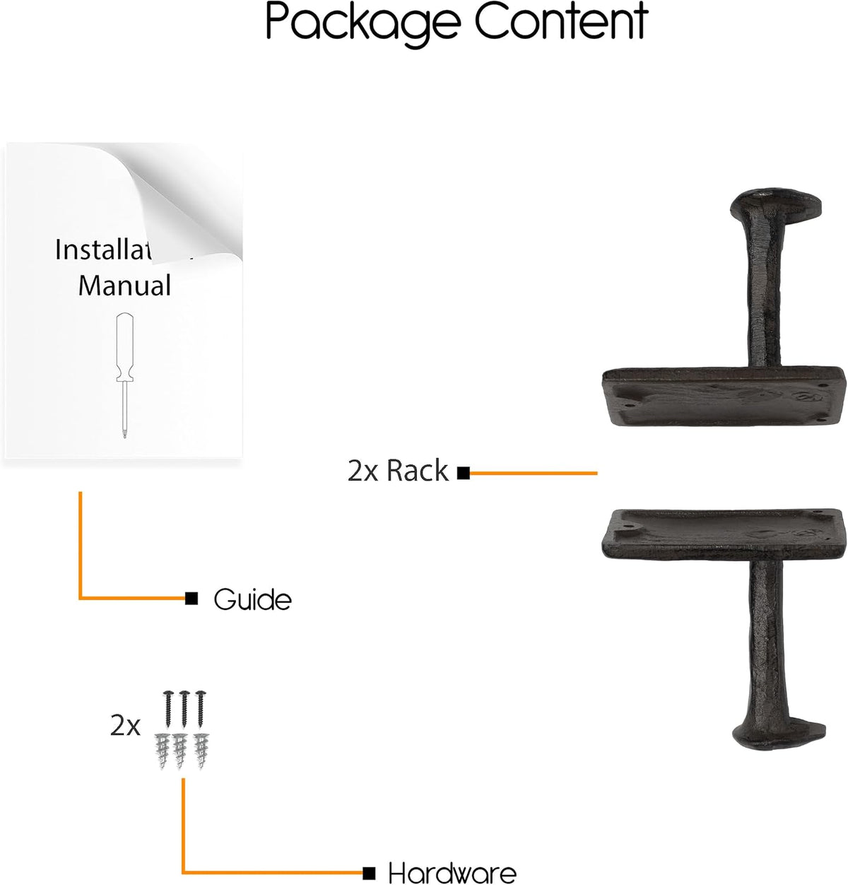 Rustic State Billow Wall Mount Cast Iron Hooks, Black, Set of 2