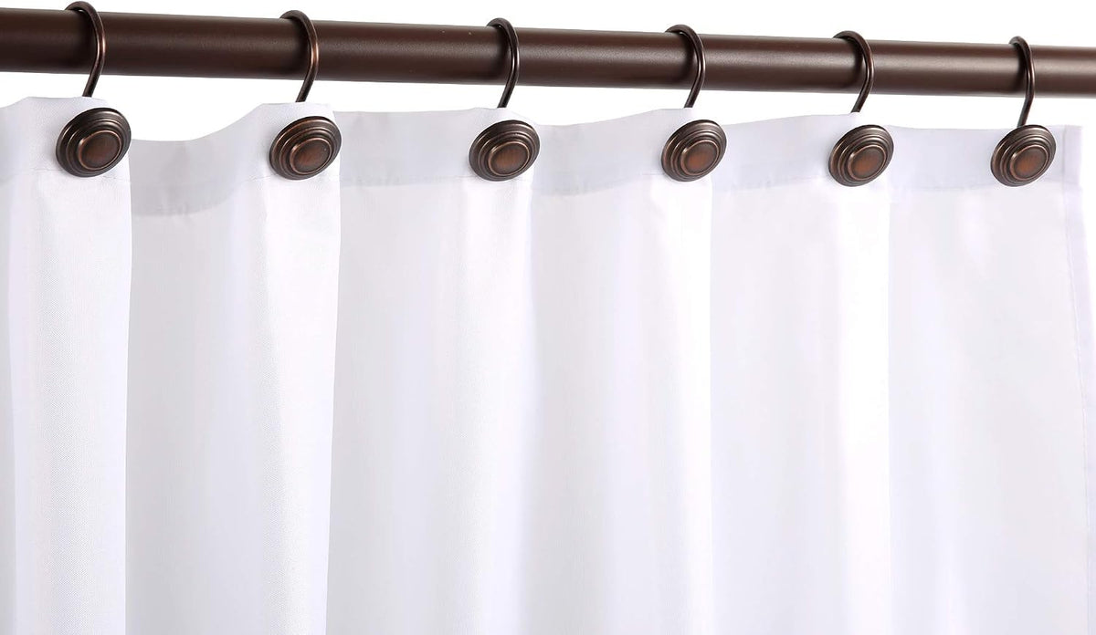 CHICTIE Bronze Shower Curtain Hooks - Oil Rubbed,Set of 12 Circle Decorative Shower Curtain Rings,Metal Rustproof Shower Curtain Hooks for Bathroom(Oil-Rubbed Bronze)