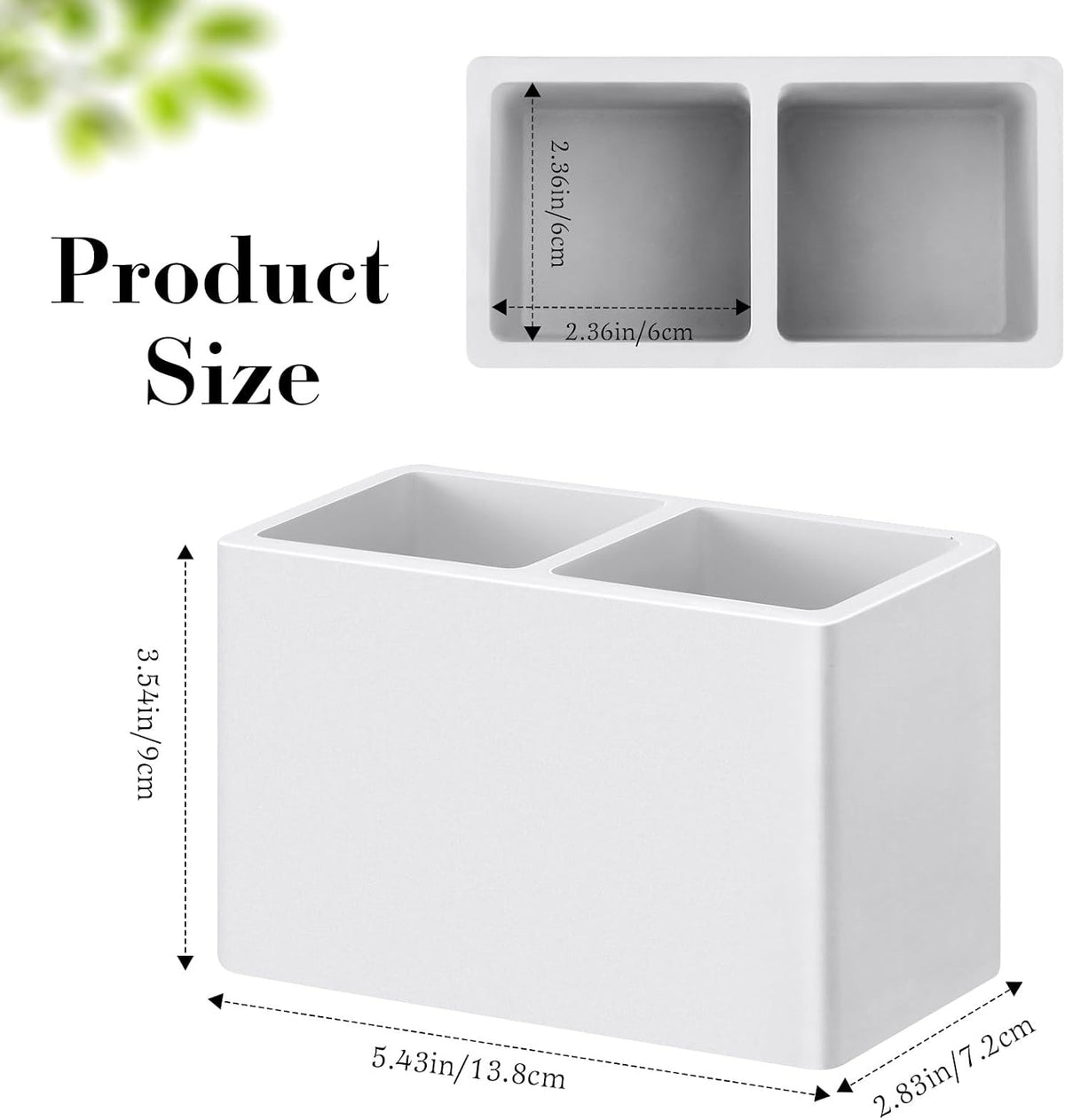 Luxspire Diatomite Toothbrush Holder, 2 Slots, Light Gray