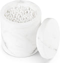 Natural Marble Canister, Qtip Holder With Lid For Cotton Swabs