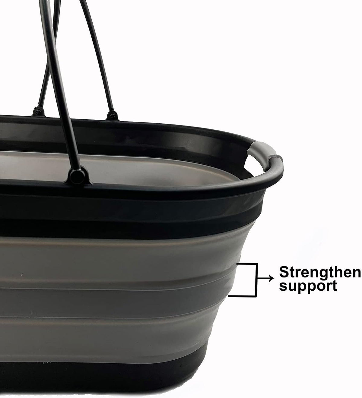 SAMMART 38L (10 Gallons) Collapsible Plastic Laundry Basket - Foldable Storage Container/Organizer - Portable Washing Tub - Space Saving Laundry Hamper (Black/Alloy Grey)