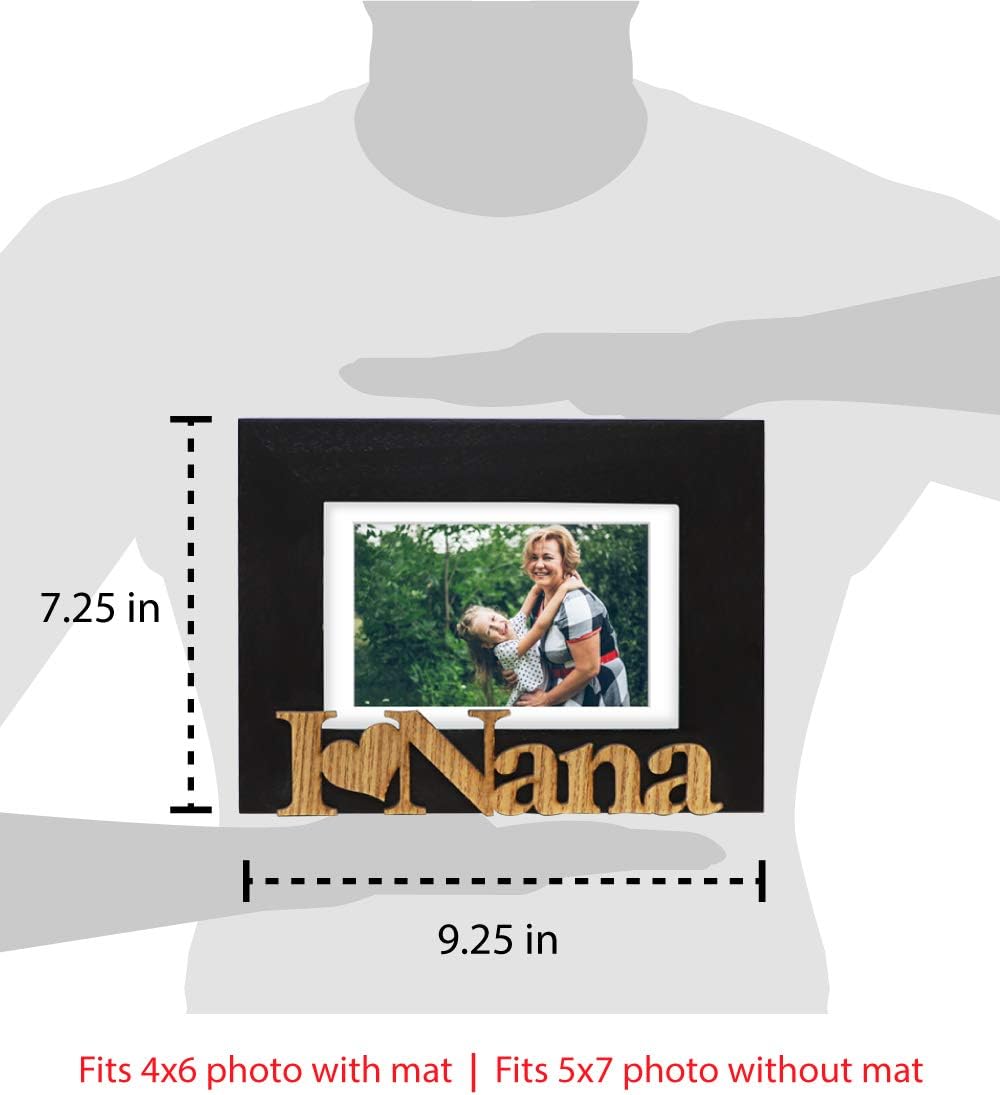 Isaac Jacobs 5x7 (Matted 4x6) Black Sentiments “I Love Nana Photo Frame