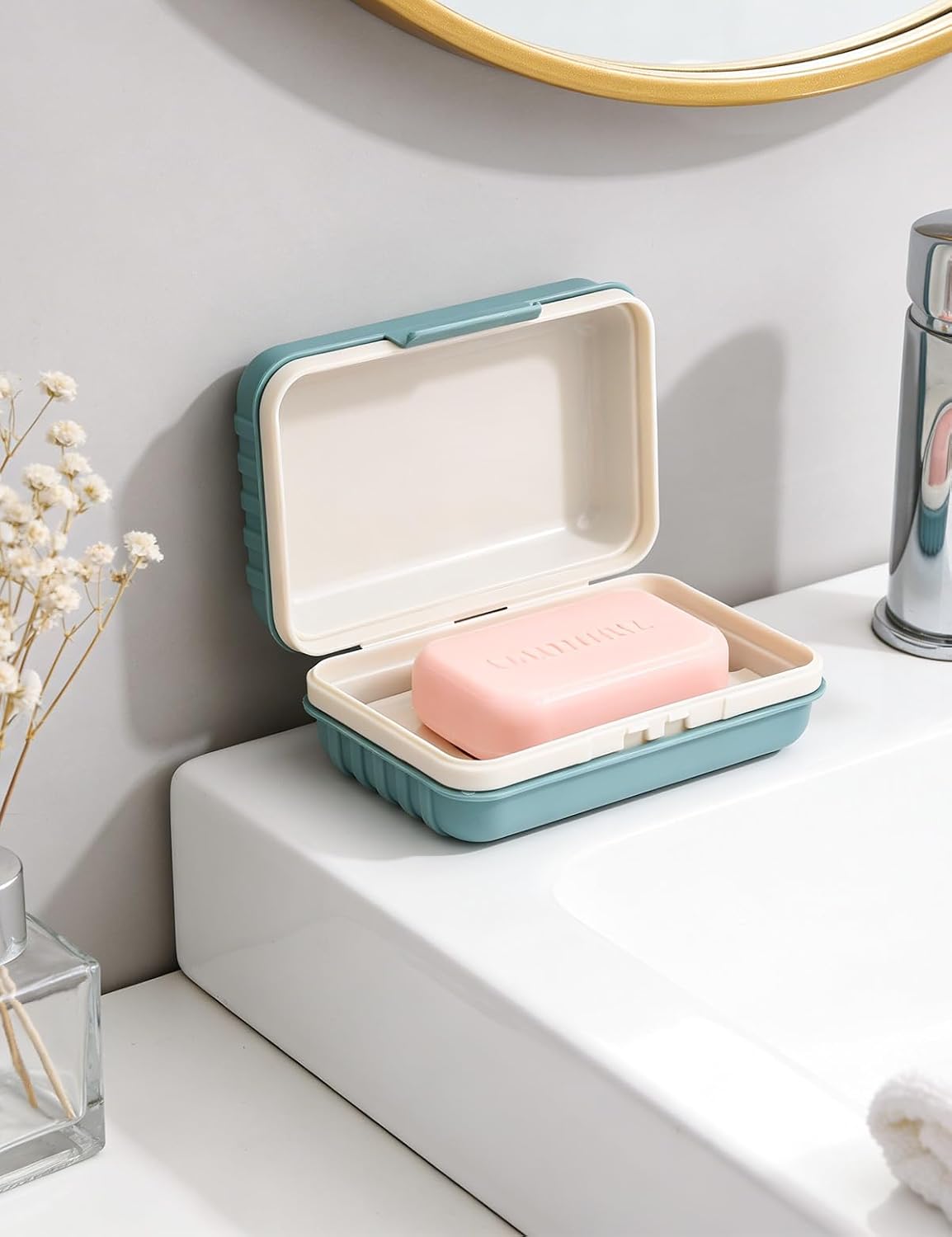 1 Pack Travel Bar Soap Holder Dish, Soap Case Box with Lid for Shower