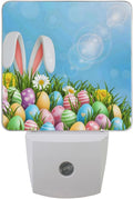 Easter Colorful Eggs Rabbit Night Light Set of 2 Nightlights Plug-in LED Nightlight Auto Dusk-to-Dawn Sensor Lamp for Bedroom Bathroom Home Decor