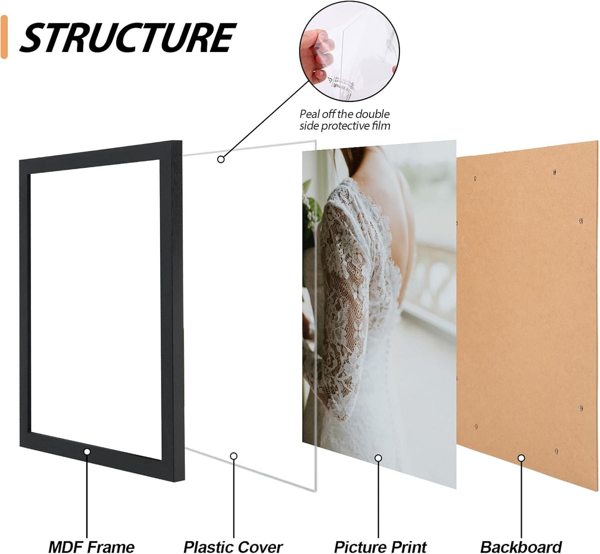 Fixwal Collage Picture Frames Set, 10 Pack, MDF, Multicolor, 8x10, 5x7, 4x6