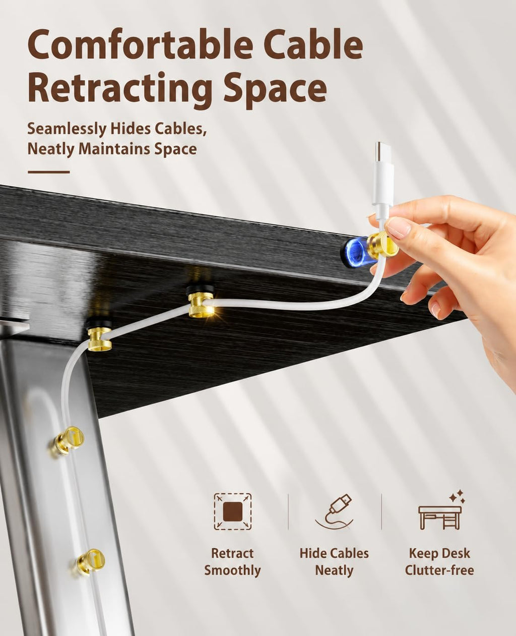 Viaky Magnetic Cord Holder,3 PCS Gold Metal Wire Organizer