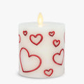Luminara Debossed Hearts Pillar Candle Metallic Red - Patented Flickering Flameless Technology - Valentine's Day Collection - Remote Ready - 4.5"