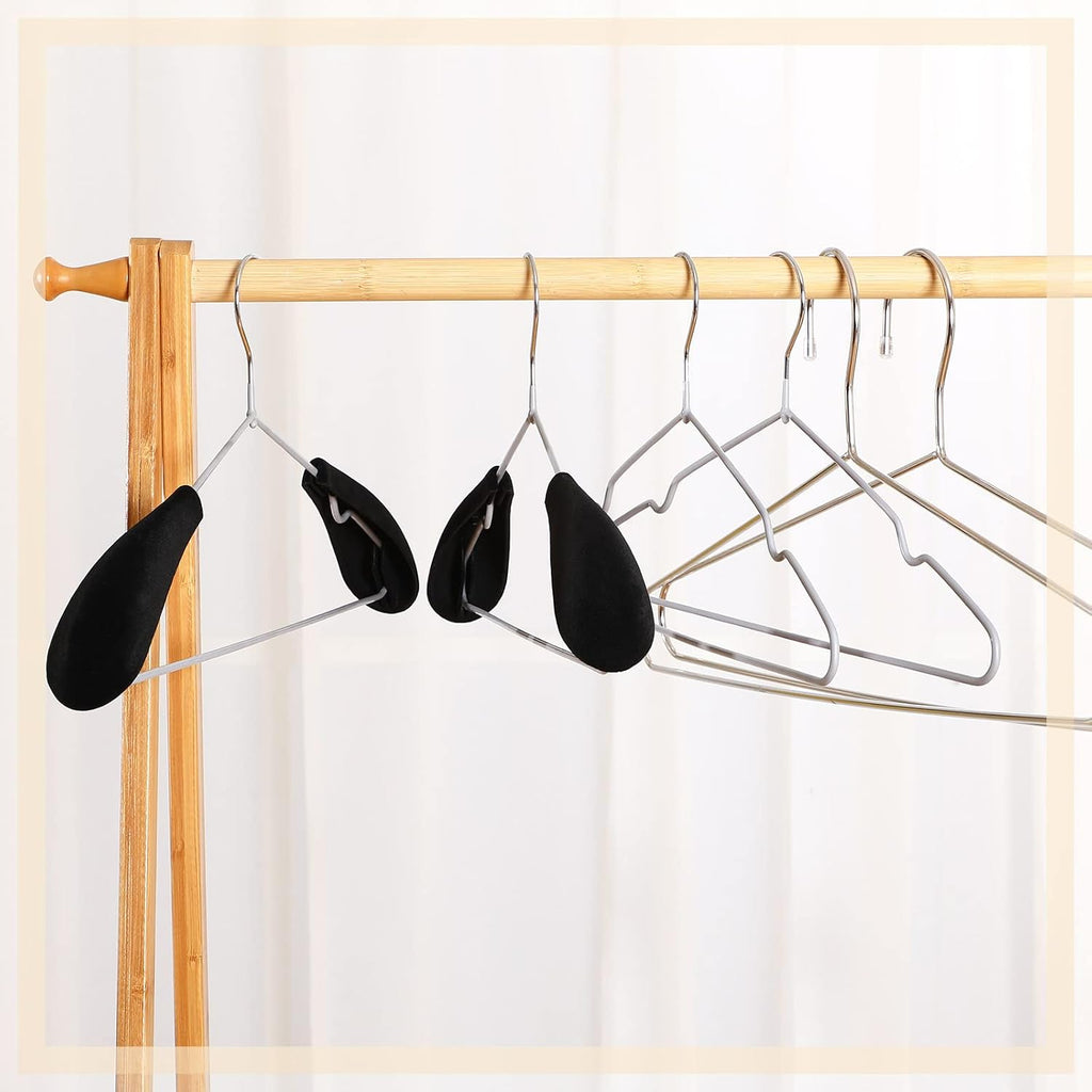 Qunclay 8 Pcs Velvet Hanger Shoulder Pads Black Form Pads Shaper Protectors