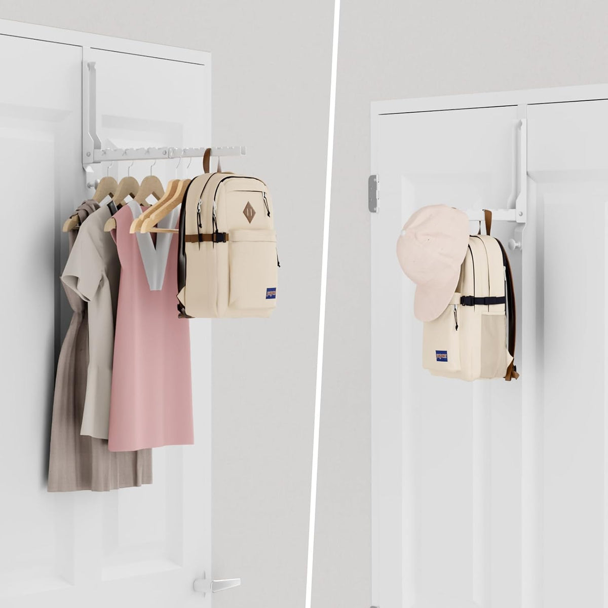 BAKON Folding Over the Door Hanger with 1 Hook, Heavy Duty Over Door Hooks