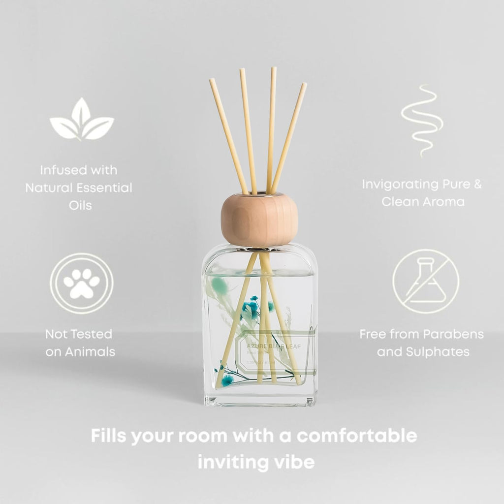 Reed Diffuser Set, 3.4 fl oz - Refreshing Scented Oil Diffuser with Sticks, Earl Grey Woods Bathroom Scent Diffuser, Home Fragrance for Bedroom, Living Room, Bathroom Shelf Decor