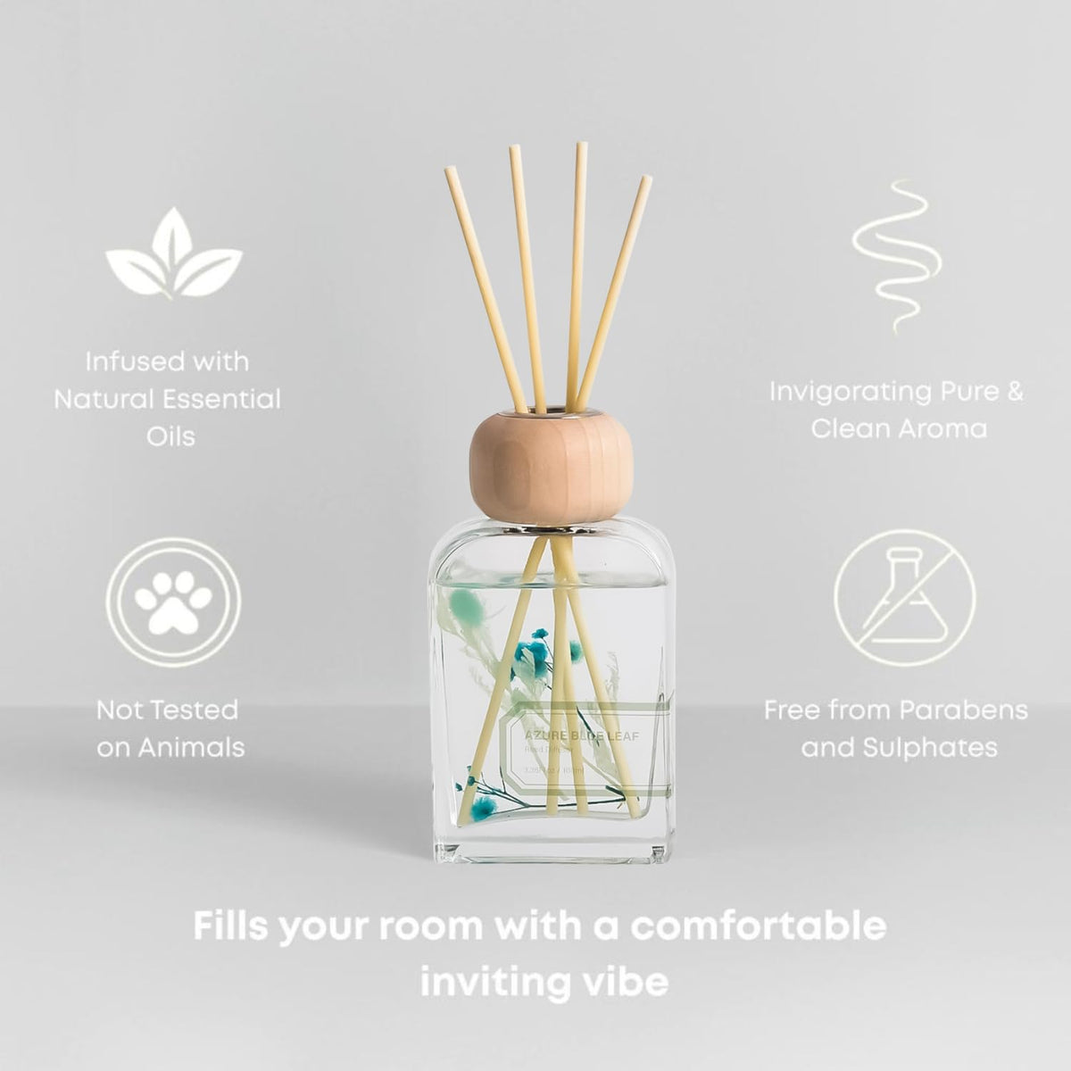 Reed Diffuser Set, 3.4 fl oz - Refreshing Scented Oil Diffuser with Sticks, Earl Grey Woods Bathroom Scent Diffuser, Home Fragrance for Bedroom, Living Room, Bathroom Shelf Decor