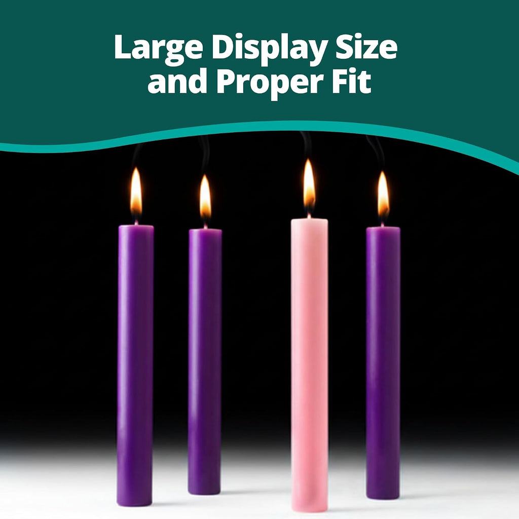 Concordia Supply 12" x 1.5" Advent Wreath Taper Candles (3 Purple, 1 Rose)