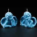 Nuanchu Eclectic Angel Decor - 2 Pieces Soy Scented Wax Vegan Candle in White & Pink for Trendy Bedroom Decoration (Lake Blue)
