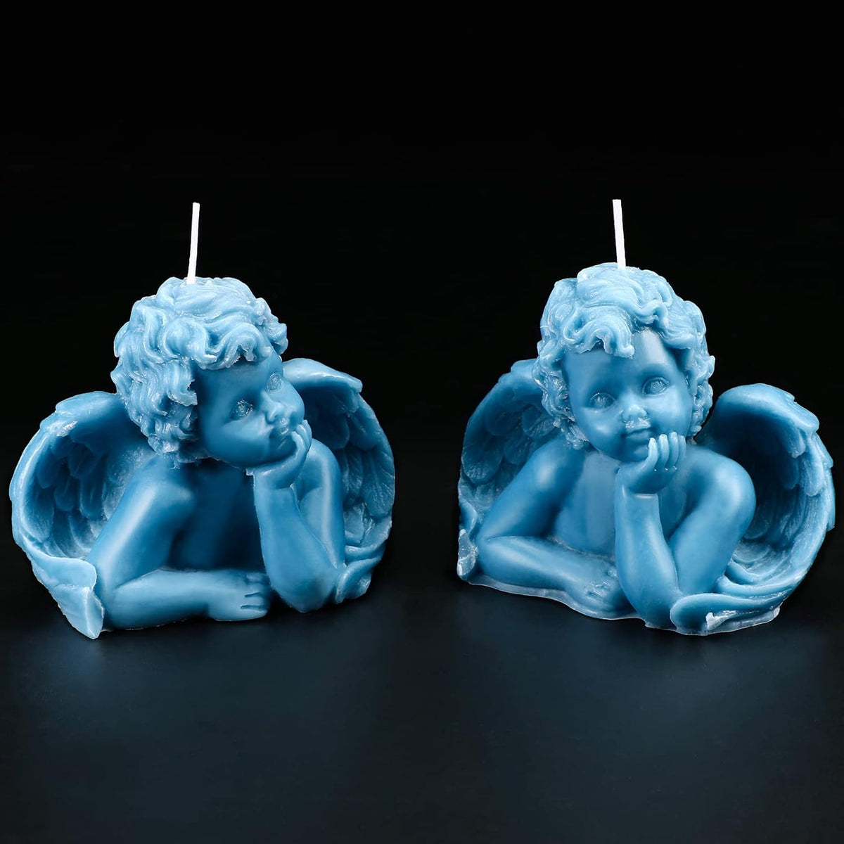 Nuanchu Eclectic Angel Decor - 2 Pieces Soy Scented Wax Vegan Candle in White & Pink for Trendy Bedroom Decoration (Lake Blue)