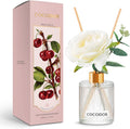 COCODOR Silk Flower Reed Diffuser Set, Black Cherry, 6.7 oz, Home Décor