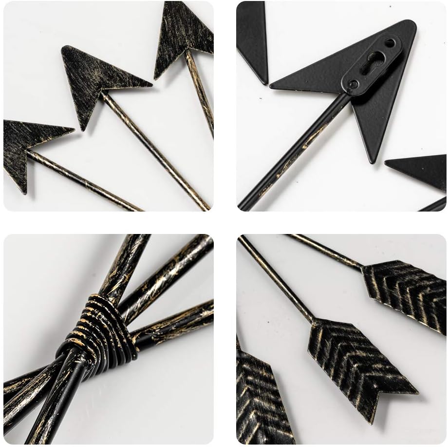 DECORKEY Metal Arrow Wall Decor, Distressed Native American Decor, Wall Hanging Decorative Wall Art for Nursery Gallery Wall, Farmhouse Indoor Outdoor Decoration