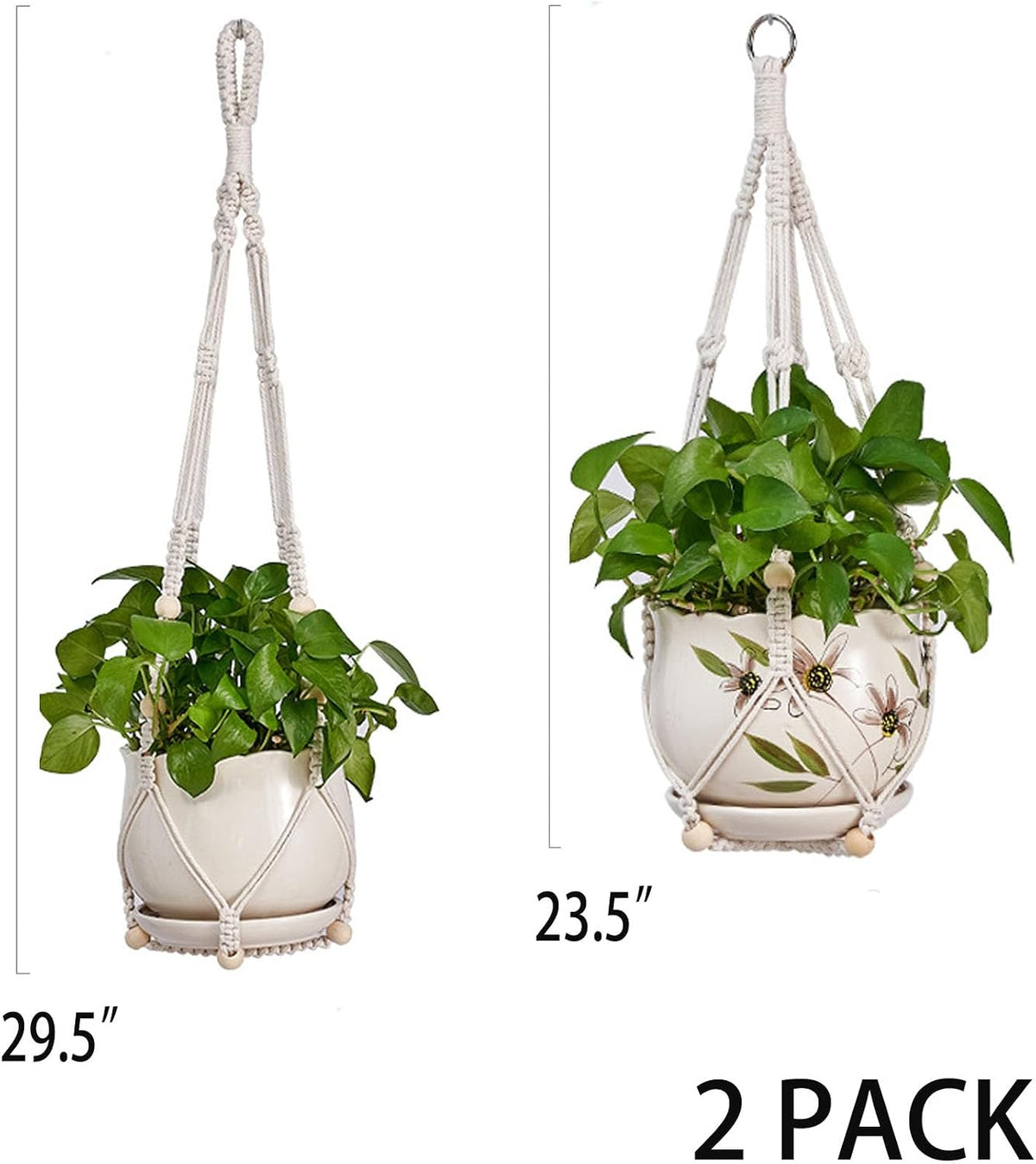 2 Pack Plant Hanger - 29.5" & 23.5" Hanging Planters, Fits 3.9"-11.8" Pots