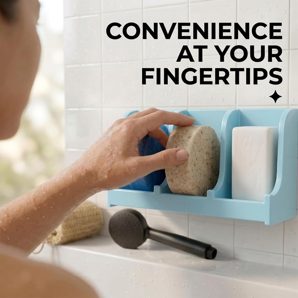 Soap Holder for Shower Wall, 3-Compartment Soap Dish [Patent Pending]