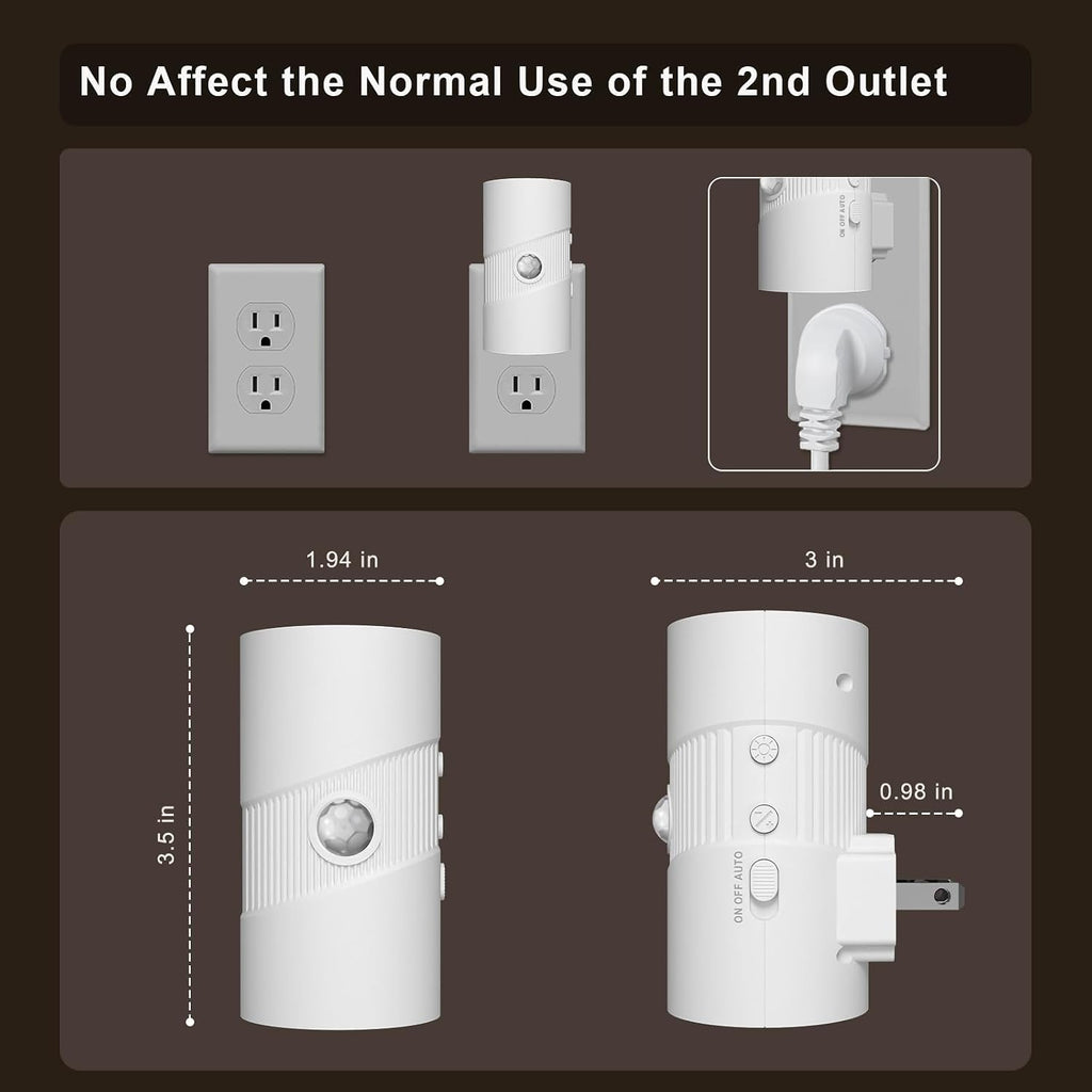 easuntec Motion Sensor Light Indoor, Night Lights Plug into Wall, Motion Sensor & Dusk to Dawn Sensor, 3 Light Modes, Dimmable Night Light for Bedroom Bathroom Hallway Kitchen Stairs (White, 2 Pack)