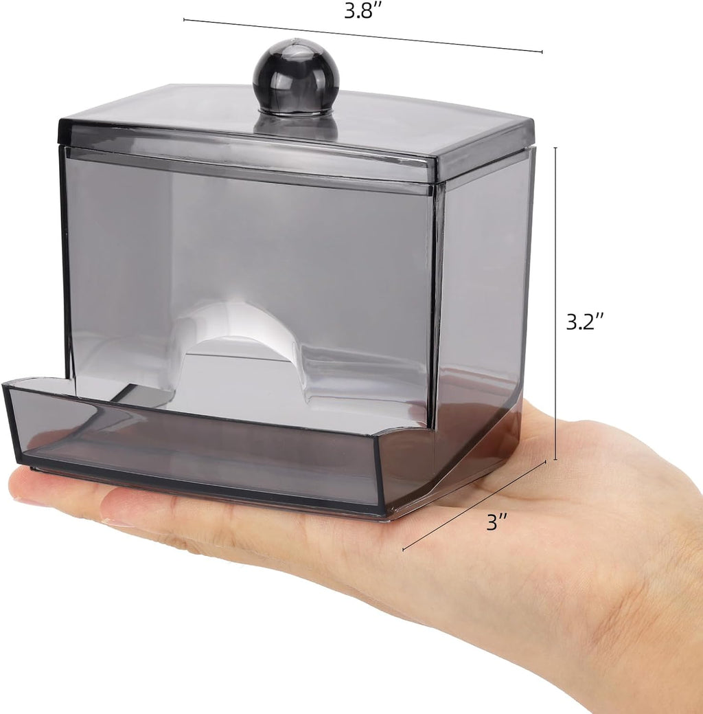 Tbestmax 10oz Qtip Holder Dispenser, Big Cotton Swab Holder Bathroom Accessories Organizer for Storage Qtips (Black)