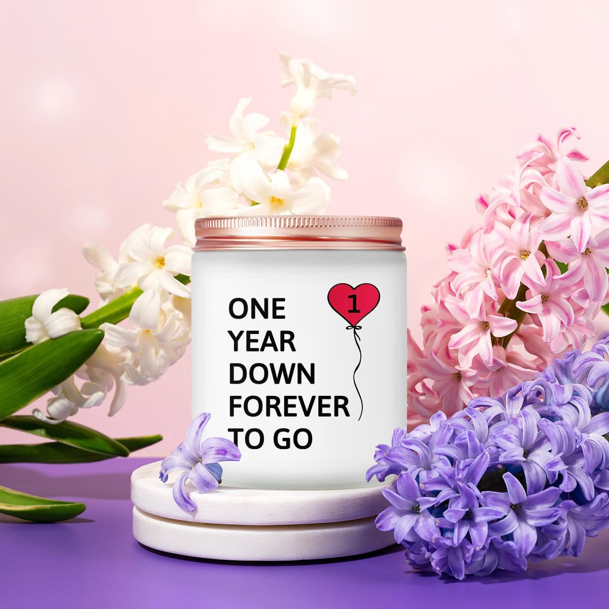 Maybeone 1 Year Anniversary Candle for Women, Men - One Year Anniversary Wedding Gifts for Couple Girlfriend Boyfriend - 7 Oz 1st Aniversario Candle