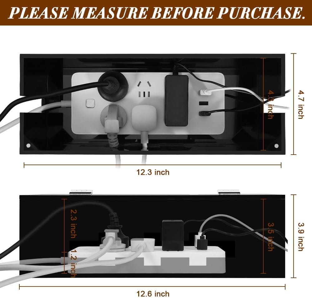 Cable Management Box with Magnetic Lock, Cord Organizer for Desk