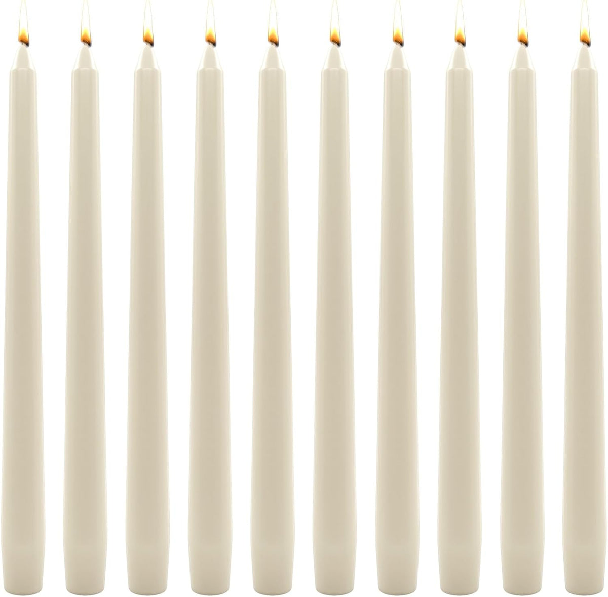 10 Pack Ivory Taper Candles, 10 Inch Unscented Paraffin Dinner Candles