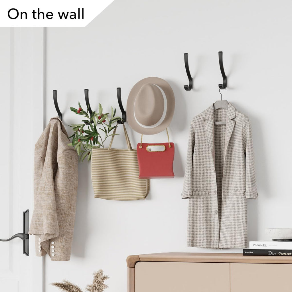 Coat Hooks Wall Mounted, Heavy Duty Hooks Hanging Towel, Black 4 Pack,Metal