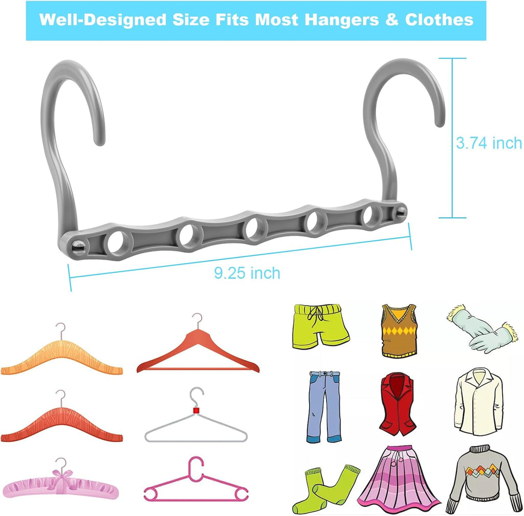 10 Pack Space Saving Hangers, Closet Organizers & Storage for Clothes, Gray