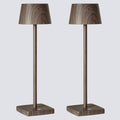 Cordless Rechargeable LED Table Lamp Set of 2, Walnut