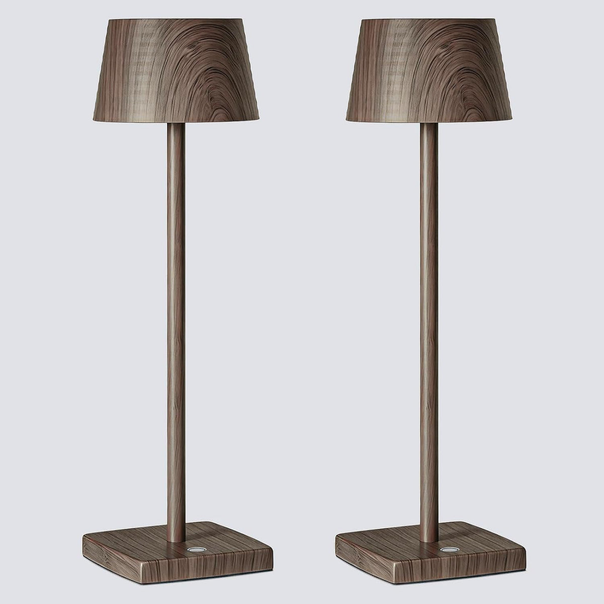 Cordless Rechargeable LED Table Lamp Set of 2, Walnut