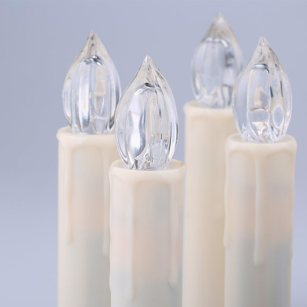 Timer LED Candles Flameless Candlesticks,4inches Remote Control Candle LED Tapered Candlestick for Harry Potter Party Decoration Wedding Decor Window Light, Multicolor, Ivory,10pcs