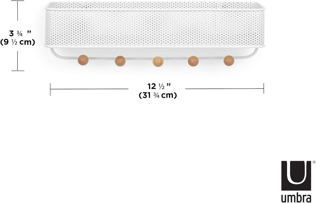 Umbra Estique Entryway Organizer, Wall Mount Key Holder, White/Natural