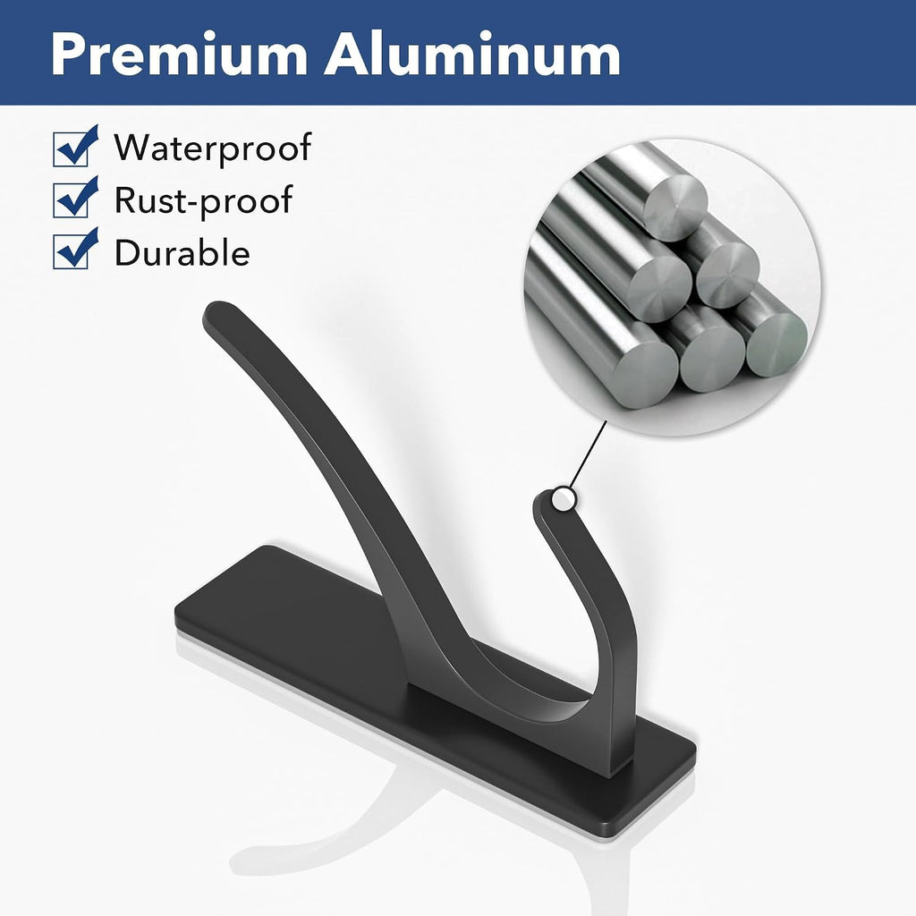 pickpiff 10 Pack Matt Black Self-Adhesive Hook, 13LB Hanger for Coat/Towel