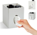 Square Tissue Box Cover Holder with Tray Compatible with Kleenex/Puffs Cubes,Patented Metal-Look PU Leather (Polar Ice)