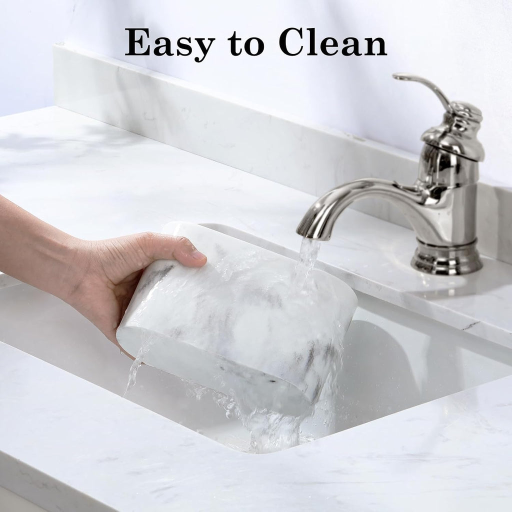 Luxspire 2 Slots Toothbrush and Toothpaste Holder, Resin, Gravel White