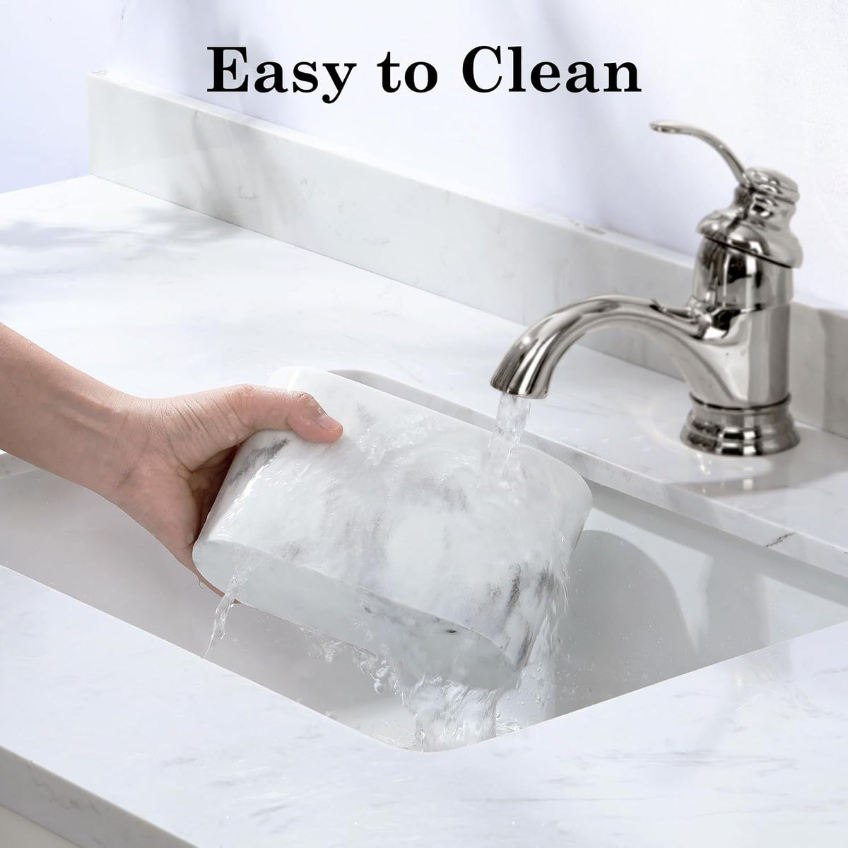Luxspire 2 Slots Toothbrush and Toothpaste Holder, Resin, Gravel White