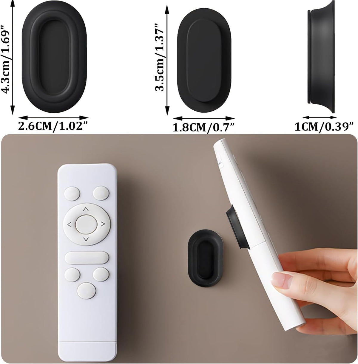 6 Pcs Magnetic Remote Control Holder Wall Mount-No Drill Self-Adhesive Silicone Organizer Storage Wall Holder for Home Office School TV, Fan & Air Conditioner Remote Control (Black)