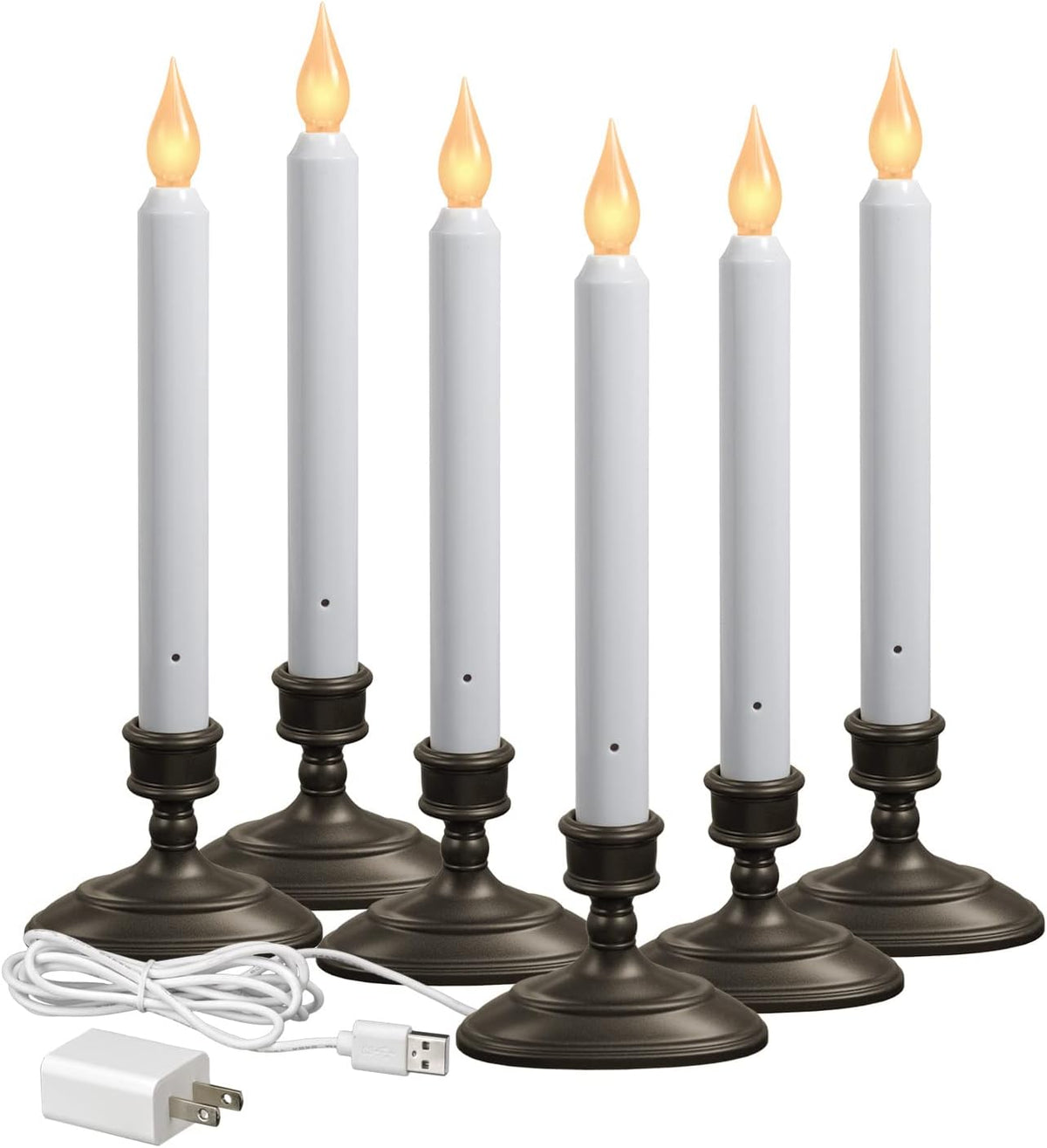 Xodus Plug-in Window Candles, Bright, Dusk to Dawn Sensor, Bronze, 6 Pack