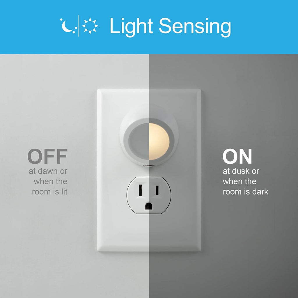GE Plug in Night Light, Dusk to Dawn Sensor, 360-Degree Rotation, 2 Pack