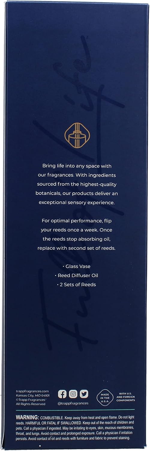 Trapp - No. 13 Bob's Flower Shoppe - Reed Diffuser Kit - 2 Sets of 12 Reeds, Scented Diffuser Oil (4 oz.), Vase - Long Lasting Scent Notes of Fresh Florals, Cut Green Stems, and Watery Accords