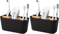 Toothbrush Holders Electric Tooth Brush and Toothpaste Organizer, Black (Pack of 2)