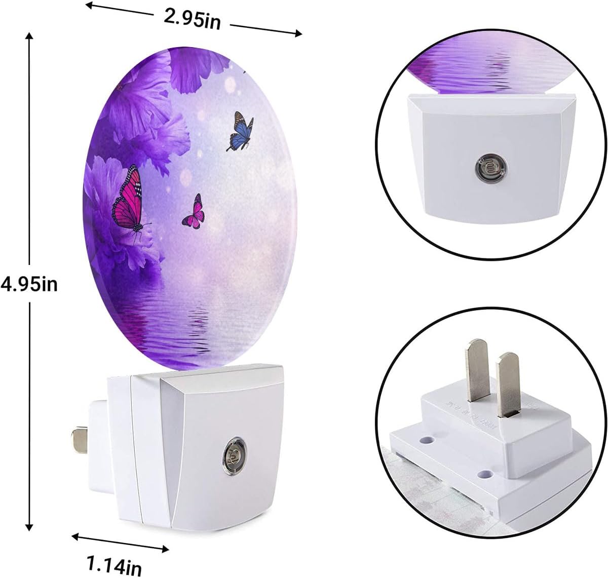 Butterfly Floral Night Light, Plug in Nightlight with Dusk to Dawn Sensor