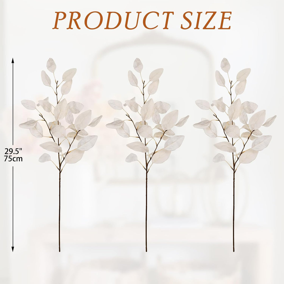 Briful 3-Pack 29.5-Inch Artificial Fall Stems, Ivory White
