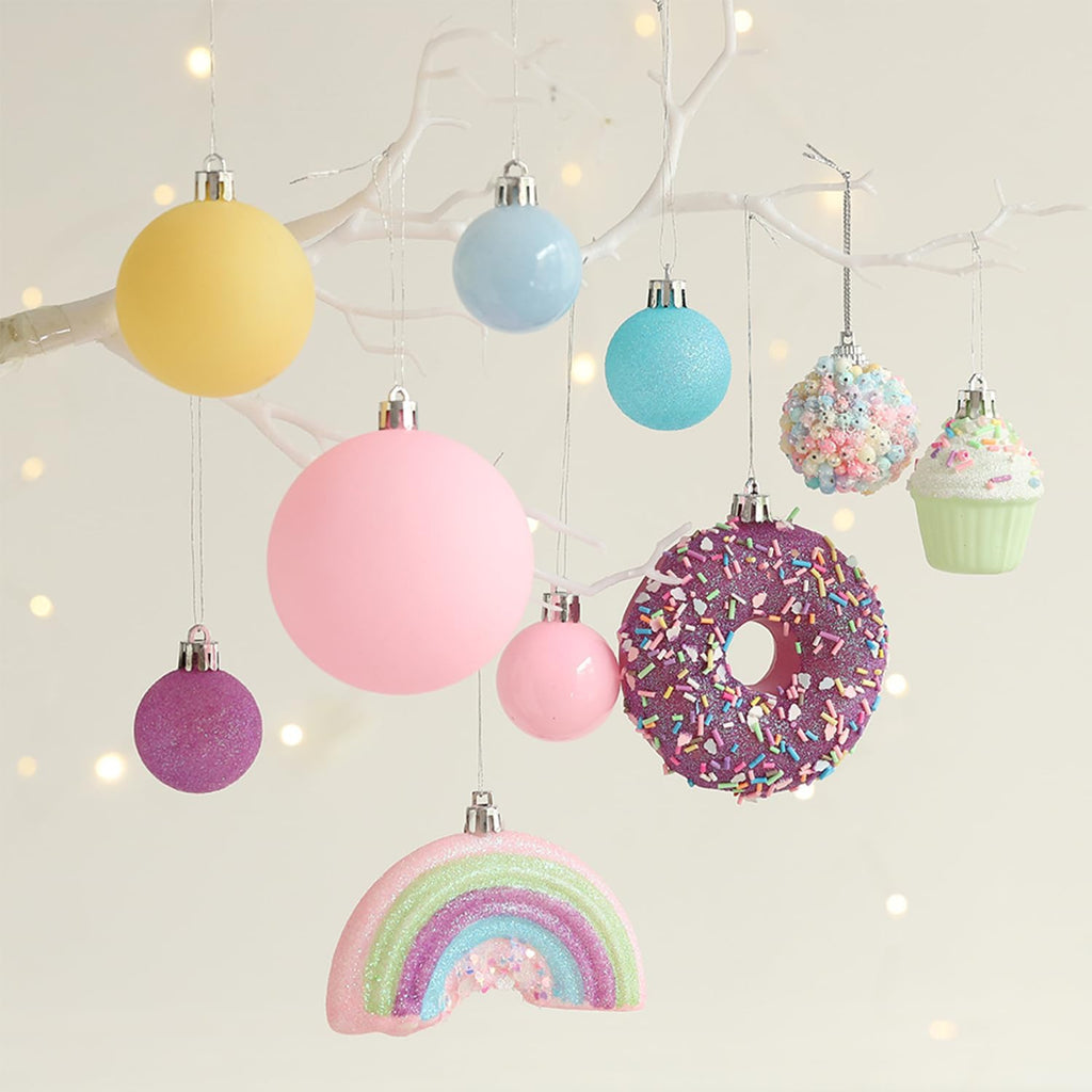 46 Pcs Pastel Color Christmas Ornament Set for Xmas Tree Decor